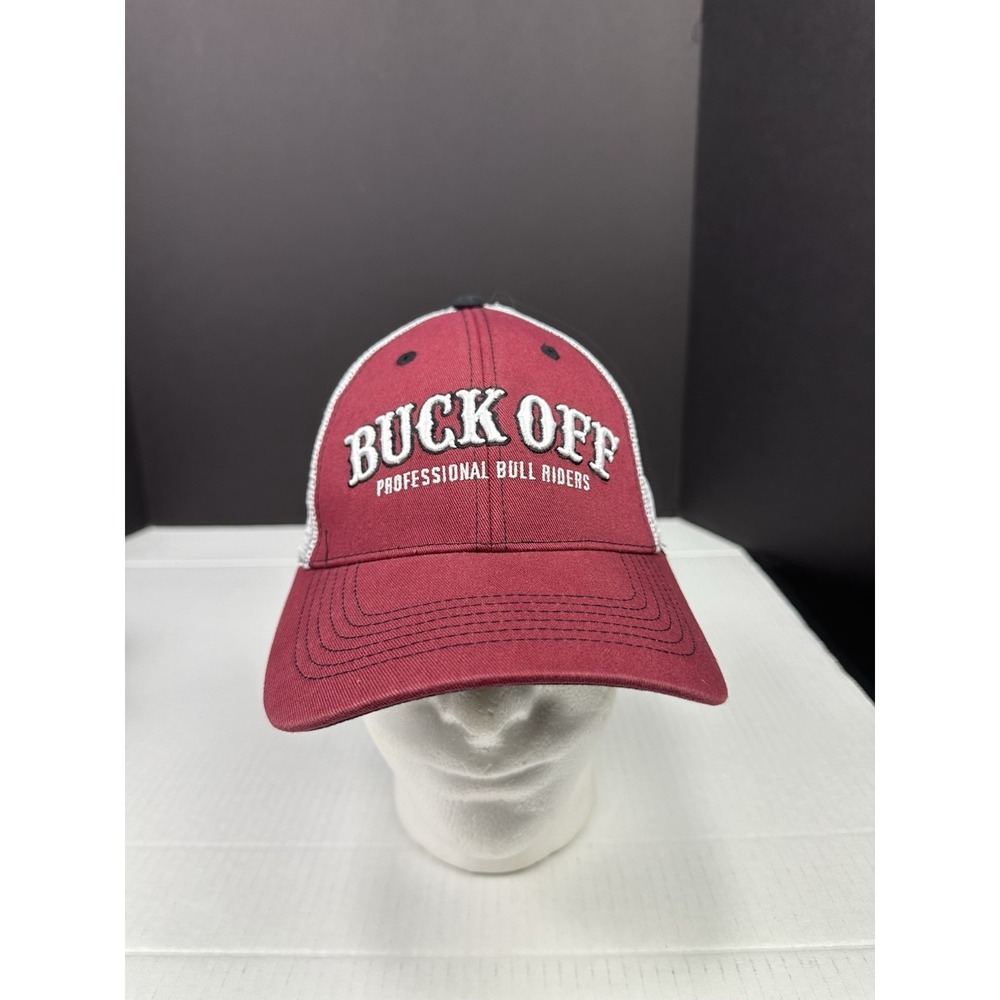 PBR Buck Off Trucker Hat Red White Mesh OSFM Strapback Pro Bull Riders Rodeo - Picture 2 of 6